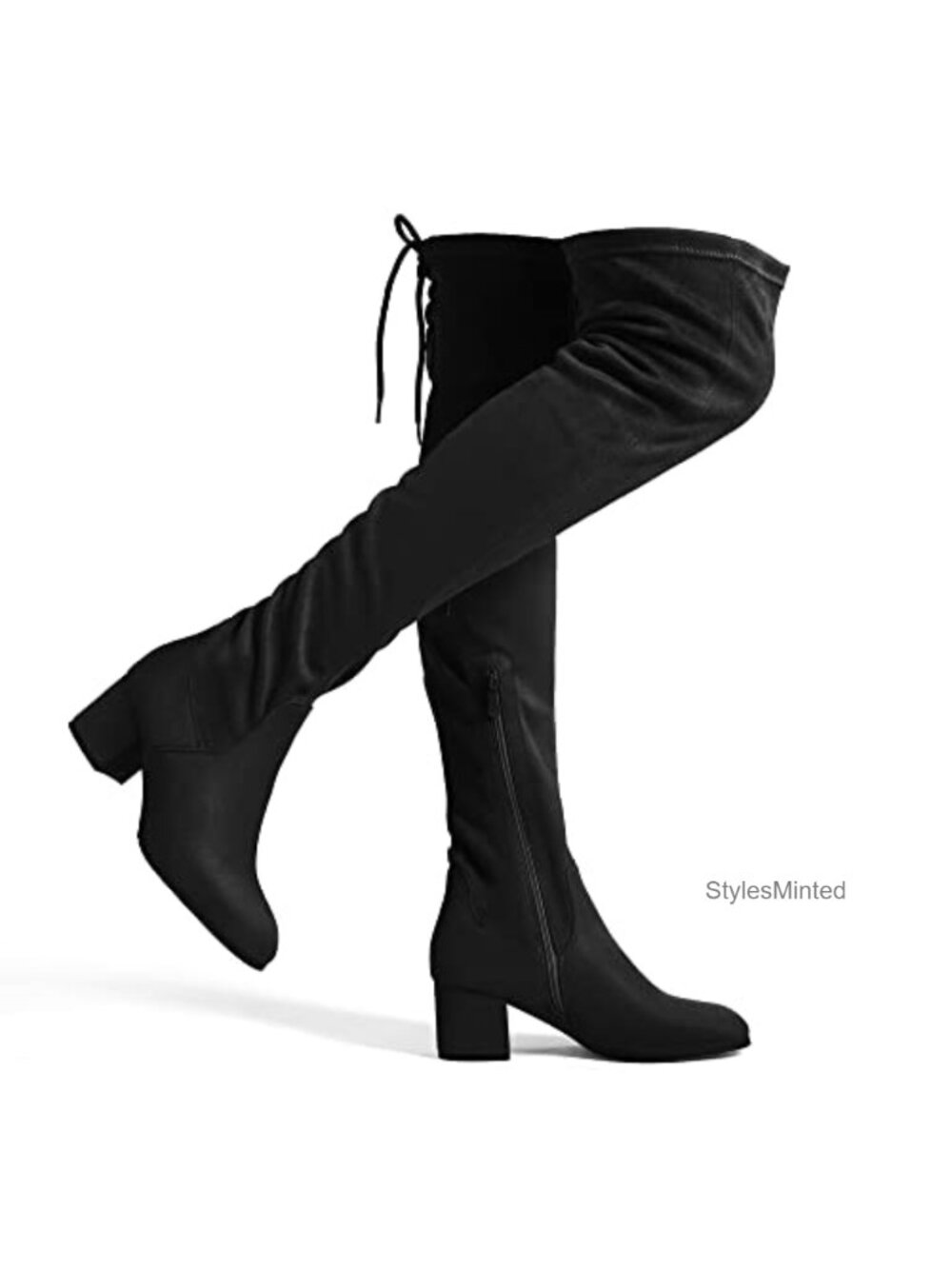 Over Knee Suede Thigh High Boots Block Heel